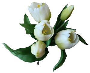 Umělá kytice Tulipány 5 ks, více barev, realistické Barva: Bílá OD_REN2018/BIL