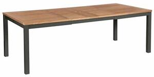 Barlow Tyrie Hliníkový rozkládací jídelní stůl Aura, Barlow Tyrie, obdélníkový 151-228x106x75 cm, rám hliník barva graphite, teaková deska