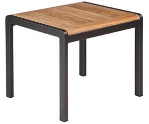 Barlow Tyrie Hliníkový odkládací boční stolek Aura, Barlow Tyrie, obdélníkový 50x44x40 cm, rám hliník barva graphite, teaková deska