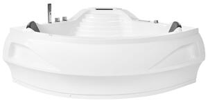 Rohová vířivá vana s LED osvětlením MONACO s reproduktorem Bluetooth 210 x 145 cm Bílá