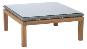 Stern Konferenční stolek Leah, Stern, 74x74x35,5 cm, teakový rám, deska opletená lankovým výpletem (PP) barva šedá (stone grey) vč.skleněné desky