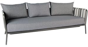 Stern Hliníkové 3-místné sofa/pohovka Space, Stern, 215x91x66,5 cm, rám lakovaný hliník šedočerný (anthracite), výplet textilenové pásy dvojbarevné šedé, sedák a opěrný polštář 100% polyakryl šedý (silk gre