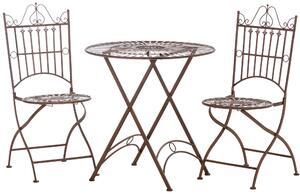 Souprava kovových židlí a stolu Tegal (SET 2+1) Barva Hnědá antik
