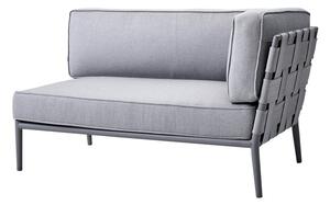 Cane-line Ukončovací/rohový levostranný díl Conic, Cane-line, 140x82x82 cm, rám hliník barva light grey, pásový výplet a sedáky venkovní látka barva AirTouch light grey