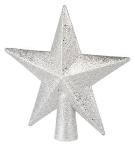 X-MAS Špice na stromek hvězda třpytivá 20 cm - stříbrná