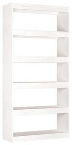 Knihovna / dělicí stěna bílá 80x30x167,4 cm masivní borovice
