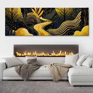 Obraz na plátně - Zlatou cestou k hojnosti FeelHappy.cz Velikost obrazu (šířka x výška): 90 x 30 cm
