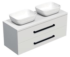 Koupelnová skříňka s černou úchytkou a krycí deskou SAT Cube Way 120x71x46 cm bílá lesk CUBE46C1203BISAT45