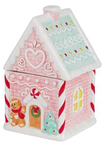 SWEET X-MAS Dóza na sušenky perníková chaloupka - růžová