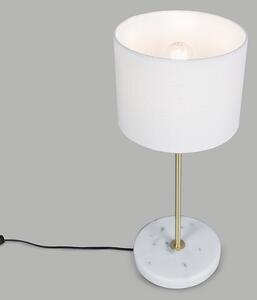Mosazná stolní lampa s bílým odstínem 20 cm - Kaso