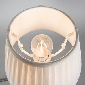 Retro stolní lampa mosaz s skládaným odstínem krémová 25 cm - Kaso