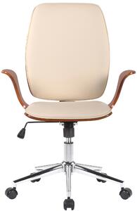 Kancelářská židle Ashdon - ohýbané dřevo a umělá kůže | ořech a krémová