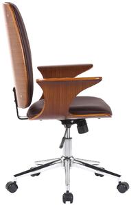 Kancelářská židle Ashdon - ohýbané dřevo a umělá kůže | ořech a hnědá