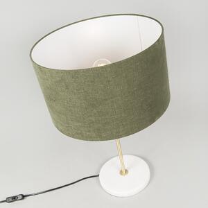 Mosazná stolní lampa se zeleným odstínem 35 cm - Kaso