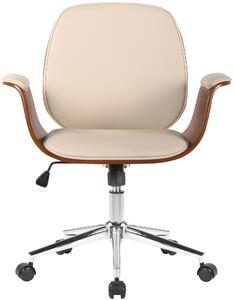Kancelářská židle Balsham - ohýbané dřevo a umělá kůže | ořech a krémová