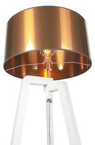 Designová stojací lampa bílá s měděným stínidlem 50 cm - Puros