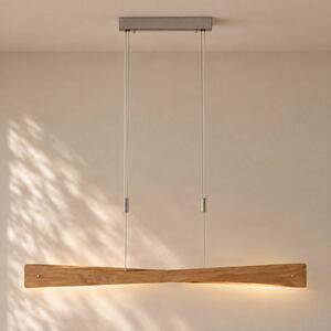 Quitani LED závěsné svítidlo Lian, dubové dřevo, stmívatelný, Světlé dřevo, Obývací pokoj / jídelna, Dřevo, Design