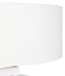 Stojací lampa stativ bílé dřevo s bílým odstínem 50 cm - Puros