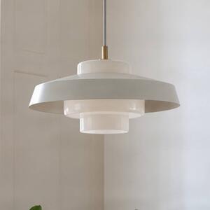NOLA Závěsné světlo Rico, béžové, Ø 38 cm, kov/sklo, Krémová / jantar, Obývací pokoj / jídelna, kov, Design