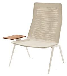 Fast Hliníková zahradní nízká židle s vysokou zádovou opěrkou a odkládacím stolkem Zebra Knit, Fast, 78x80x103 cm, rám hliník barva dle vzorníku, výplet pletený barva písková (white sand)