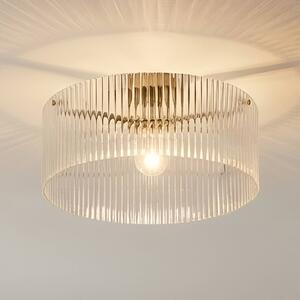 Lucande Stropní světlo Meritt, mosaz/čiré, Ø 40 cm, sklo, stmívatelný, Čirá / transparetní, Obývací pokoj / jídelna, Sklo, Moderní