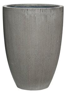 Pottery Pots Venkovní květináč kulatý Ben L, Dark Grey (barva tmavě šedá, svislé pruhy), kolekce Ridged, materiál Ficonstone, průměr 40 cm x v 55 cm, objem cca 54 l