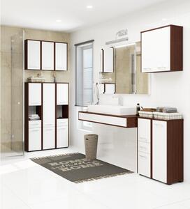 Koupelnová skříňka FIN 2D 1SZ, 30x85x30, bílá/bílá lesk