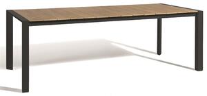 Diphano Hliníkový rozkládací jídelní stůl Alexa, Diphano, obdélníkový 220-280x96x75 cm, rám hliník barva šedočerná (lava), deska teak