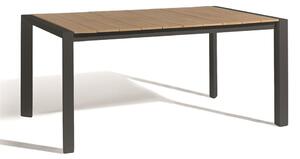 Diphano Hliníkový rozkládací jídelní stůl Alexa, Diphano, obdélníkový 160-220x96x75 cm, rám hliník barva šedočerná (lava), deska teak