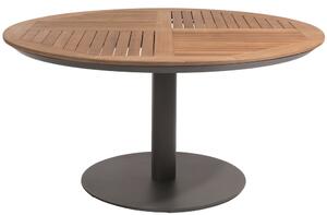 Diphano Hliníkový jídelní stůl Alexa, Diphano, kulatý 148x74 cm, rám hliník barva šedočerná (lava), deska teak