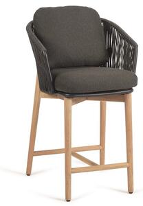 Diphano Teaková barová židle Newport, Diphano, 59x56x96 cm, rám teak a hliník barva světle hnědošedá (coffee), výplet lanko barva hnědošedá (pebble), bez polstrů