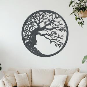 Dřevěný strom VĚDOMÍ na zeď | Rozměry (cm): 60x60 | Zvolte barvu dekoru: Antracitová