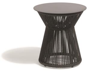 Diphano Hliníkový odkládací stolek Omer, Diphano, kulatý 42x45 cm, rám hliník barva bílá (white), výplet lanko barva šedobéžová (mineral), deska hliník barva bílá (white)