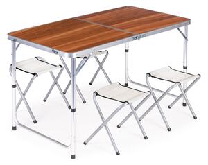 ModernHOME Set of tourist table, foldable table and 4 wooden chairs
