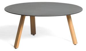 Diphano Hliníkový odkládací stolek 60 cm nízký Easy-Fit, Diphano, kulatý 60x28 cm, nohy teak, deska hliník barva šedočerná (lava)
