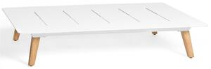 Diphano Hliníkový konferenční stolek S Link, Diphano, obdélníkový 120x92x23 cm, rám hliník barva bílá (white), nohy teak, deska hliník barva bílá (white)