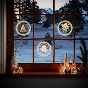 Vánoční dekorace do oken LED kulaté vitráže na baterie DULIMER