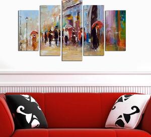 ASIR Obraz na MDF 5ks DÉŠŤ VE MĚSTĚ 20 x 60 (1) 20 x 50 (2) 20 x 40 cm (2)