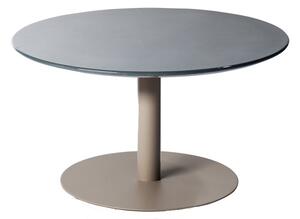 Tribu Konferenční stolek T-Table, Tribu, kulatý 80x35 cm, rám lakovaná nerez white, deska keramika dekor sabbia