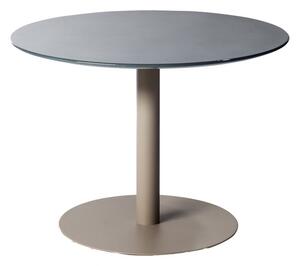 Tribu Jídelní stůl snížený T-Table, Tribu, kulatý 80x67 cm, rám lakovaná nerez linen, deska keramika dekor linen