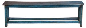 Lavice z teakového dřeva, tyrkysová patina, 152x36x44cm (8G)