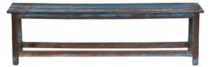 Lavice z teakového dřeva, tyrkysová patina, 152x36x44cm (8H)