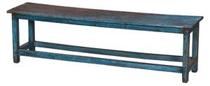 Lavice z teakového dřeva, tyrkysová patina, 152x36x44cm