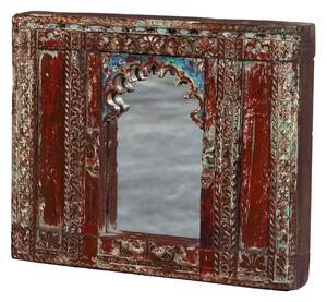 Zrcadlo ve starém rámu z teakového dřeva, ručně vyřezávaném, 63x8x51cm