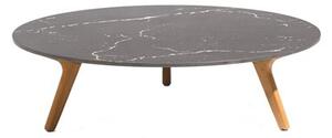 Manutti Nízký stůl Torsa, Manutti, kulatý prům. 100x24 cm, rám teak, deska keramika 12 mm, dekor fossil
