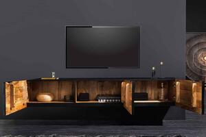 Designový závěsný TV stolek Venetia 160 cm černo-zlatý
