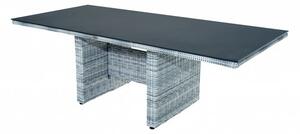 Ploss Jídelní stůl Miami, umělý ratan šedobílý, skleněná deska, 220x100x75 cm