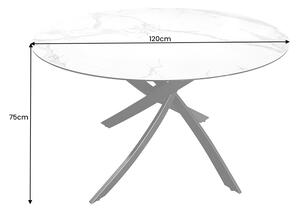 Kulatý jídelní keramický stůl Halia 120 cm bílý