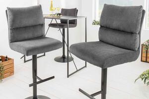 Designová barová otočná židle Frank šedý manšestr