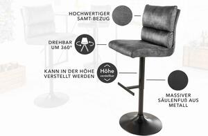Designová barová otočná židle Frank tmavě šedý samet